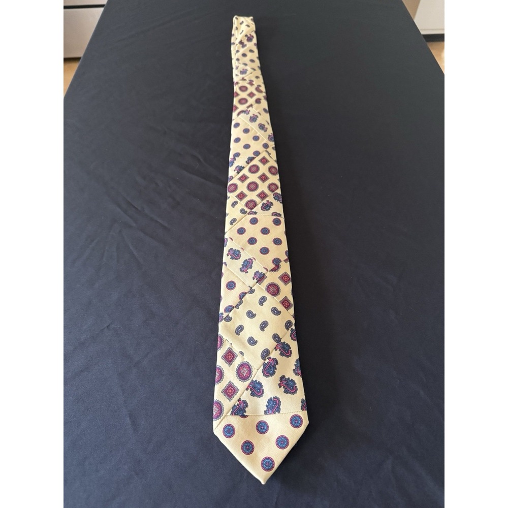Robert Talbott Best Class Paisley Gold Italian Silk Hand Sewn Patchwork USA Tie